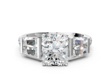 White gold Radiant Solitaire Baguette Side Stone Channel Set Engagement Ring_43