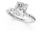 White gold Radiant Solitaire Beaded Band with Four-Prong Setting_114