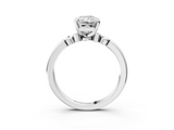 White gold Radiant Solitaire Beaded Band with Four-Prong Setting_116