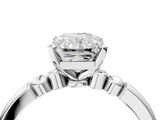 White gold Radiant Solitaire Beaded Band with Four-Prong Setting_118