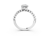 White gold Radiant Solitaire Bezel Accent Diamond Engagement Ring with Beaded Band and Four-Prong Setting_60