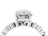 White gold Radiant Solitaire Bezel Accent Diamond Engagement Ring with Beaded Band and Four-Prong Setting_61