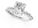White gold Radiant Solitaire Bezel Accent Diamond Engagement Ring with Beaded Band and Four-Prong Setting_62