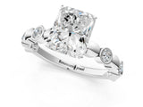 White gold Radiant Solitaire Bezel-Set Diamond Ring with Beaded Band and Four-Prong Setting_66
