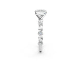 White gold Radiant Solitaire Bezel-Set Diamond Ring with Beaded Band and Four-Prong Setting_67