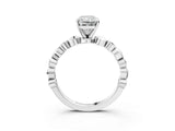 White gold Radiant Solitaire Bezel-Set Diamond Ring with Beaded Band and Four-Prong Setting_68