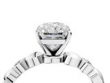 White gold Radiant Solitaire Bezel-Set Diamond Ring with Beaded Band and Four-Prong Setting_69