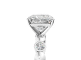White gold Radiant Solitaire Bezel-Set Diamond Ring with Beaded Band and Four-Prong Setting_70