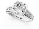 White gold Radiant Solitaire Bezel-Set Diamond Ring with Channel-Set Band_57