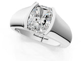 White gold Radiant Solitaire Bezel Set Diamond Ring with Wide Band_4