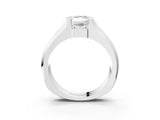 White gold Radiant Solitaire Bezel Set Diamond Ring with Wide Band_6