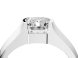 White gold Radiant Solitaire Bezel Set Diamond Ring with Wide Band_7