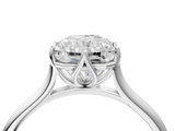 White gold Radiant Solitaire Cathedral Diamond Ring with Six-Prong Setting_26