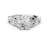 White gold Radiant Solitaire Celtic Knot Engagement Ring with Four-Prong Setting_80