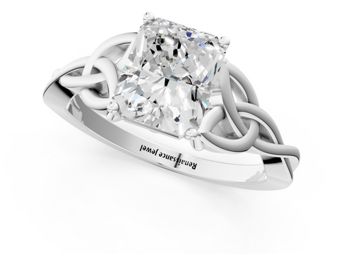 White gold Radiant Solitaire Celtic Knot Engagement Ring with Four-Prong Setting_83