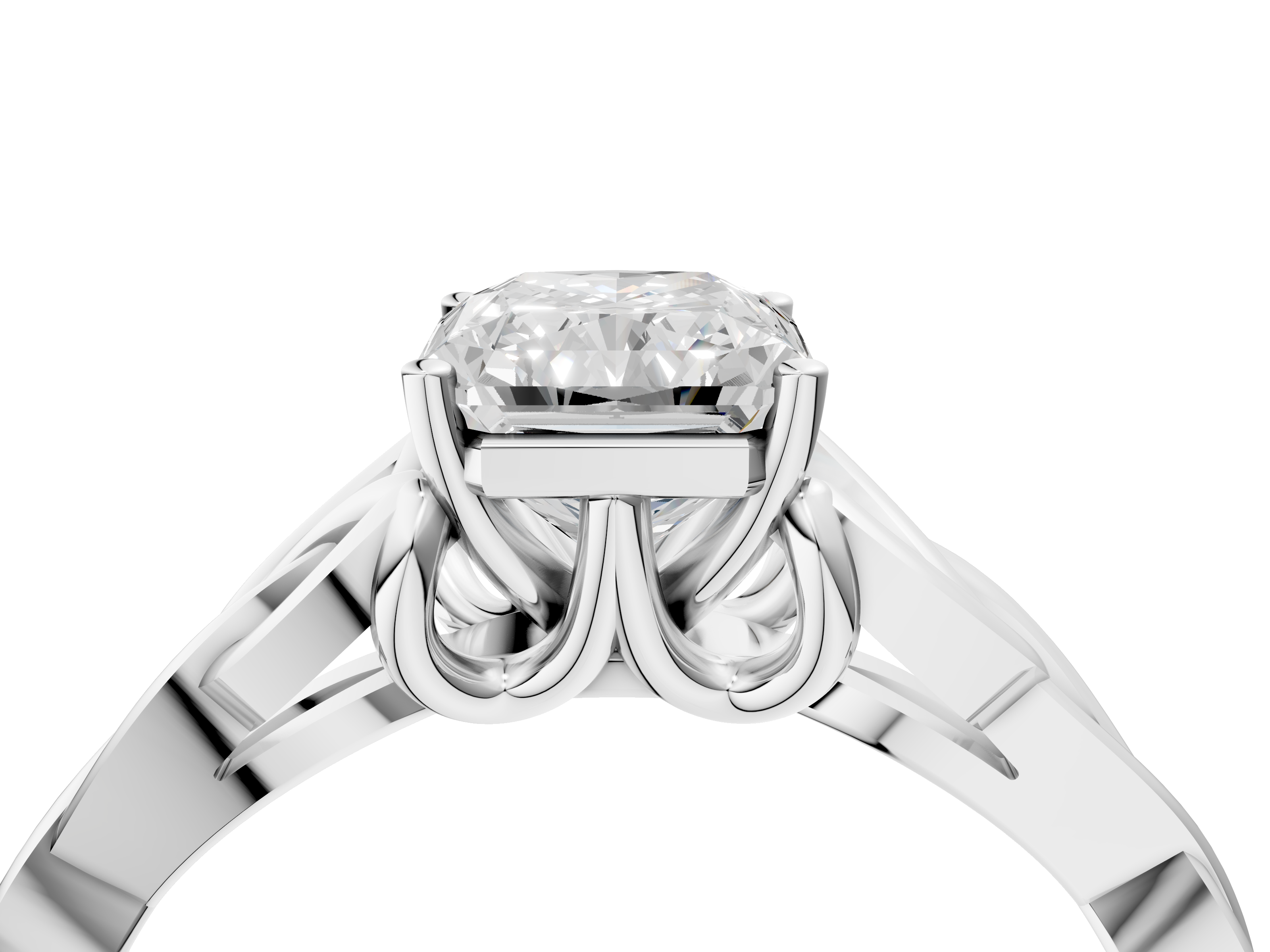 White gold Radiant Solitaire Celtic Knot Engagement Ring with Four-Prong Setting_86