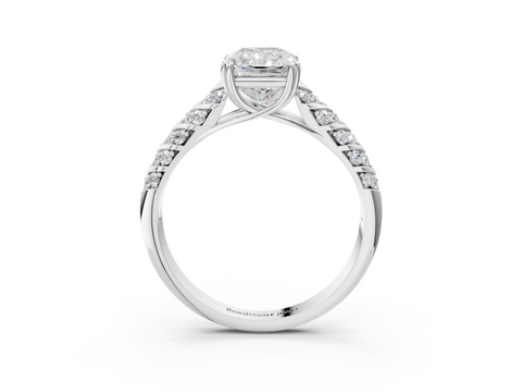 White gold Radiant Solitaire Chevron Pave Diamond Engagement Ring with Six-Prong Setting_6