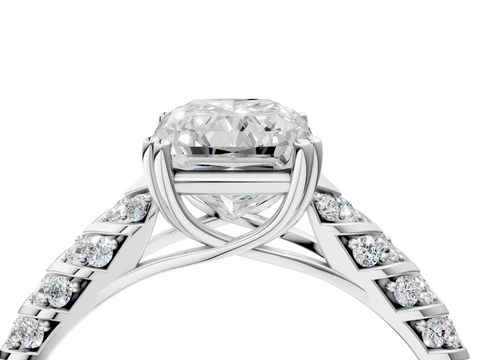 White gold Radiant Solitaire Chevron Pave Diamond Engagement Ring with Six-Prong Setting_7