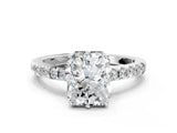 White gold Radiant Solitaire Diamond Engagement Ring with Pavé Band and Six-Prong Setting_59