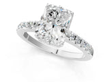 White gold Radiant Solitaire Diamond Engagement Ring with Pavé Band and Six-Prong Setting_60