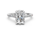 White gold Radiant Solitaire Diamond Engagement Ring with Pave Band and Six-Prong Setting_82