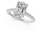 White gold Radiant Solitaire Diamond Engagement Ring with Pave Band and Six-Prong Setting_83