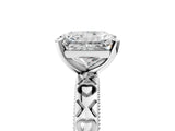 White gold Radiant Solitaire Diamond Engagement Ring with XO Engraved Band and Four-Prong Setting 5