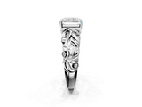 White gold Radiant Solitaire Diamond Leaf Vine Band with Prong Setting_76