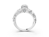 White gold Radiant Solitaire Diamond Leaf Vine Band with Prong Setting_81