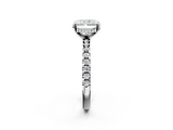 Silver 1.50 Carat E VS1 Radiant Solitaire Diamond Pavé Band with Four-Prong Setting