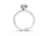Silver 1.50 Carat E VS1 Radiant Solitaire Diamond Pavé Band with Four-Prong Setting