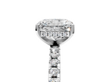 Silver 1.50 Carat E VS1 Radiant Solitaire Diamond Pavé Band with Four-Prong Setting