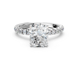 White gold Radiant Solitaire Diamond Pavé Band with Four-Prong Setting_66