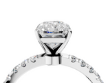 White gold Radiant Solitaire Diamond Pavé Band with Four-Prong Setting_70
