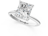 White gold Radiant Solitaire Diamond Ring with 4-Prong Setting on a Classic Band_4