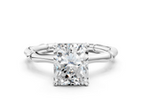 White gold Radiant Solitaire Diamond Ring with Bamboo Band and Four-Prong Setting_67