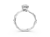 White gold Radiant Solitaire Diamond Ring with Bamboo Band and Four-Prong Setting_70