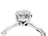White gold Radiant Solitaire Diamond Ring with Bamboo Band and Four-Prong Setting_71