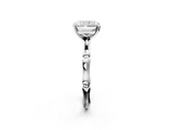 White gold Radiant Solitaire Diamond Ring with Bamboo Band and Four-Prong Setting_73