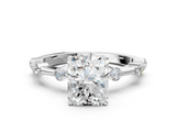 White gold Radiant Solitaire Diamond Ring with Bezel Set Side Stones and Prong Setting_53