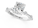 White gold Radiant Solitaire Diamond Ring with Bezel Set Side Stones and Prong Setting_54