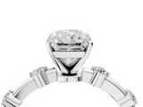 White gold Radiant Solitaire Diamond Ring with Bezel Set Side Stones and Prong Setting_54