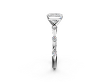 White gold Radiant Solitaire Diamond Ring with Bezel Set Side Stones and Prong Setting_55