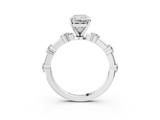 White gold Radiant Solitaire Diamond Ring with Bezel Set Side Stones and Prong Setting_56