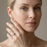 White gold Radiant Solitaire Diamond Ring with Bezel Set Side Stones and Prong Setting_71