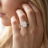 White gold Radiant Solitaire Diamond Ring with Bezel Set Side Stones and Prong Setting_72