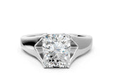 White gold Radiant Solitaire Diamond Ring with Cathedral Band and Four-Prong Setting_64