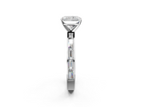 White gold Radiant Solitaire Diamond Ring with Channel-Set Baguette Band and Four-Prong Setting_132