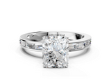 White gold Radiant Solitaire Diamond Ring with Channel-Set Baguette Band and Four-Prong Setting_134