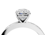 White gold Radiant Solitaire Diamond Ring with Channel-Set Baguette Band and Four-Prong Setting_138